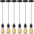 Elibbren Industrial Mini Pendant Light Kit E26 E27 Base Edison Vintage Style Black Cord Hanging Light Fixture with UL Lamp Holder for Kitchen Bedroom Home Corridor Studio Office 8 Pack